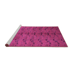 Sideview of Machine Washable Abstract Purple Contemporary Area Rugs, wshcon1013pur