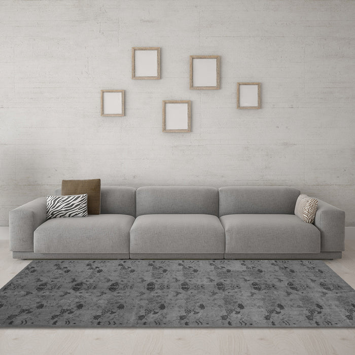Machine Washable Abstract Gray Contemporary Rug in a Living Room,, wshcon1013gry