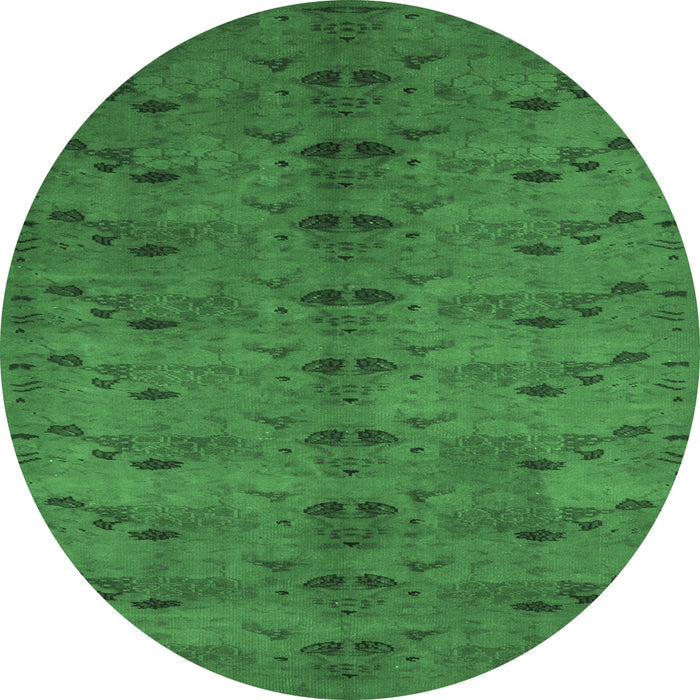 Round Abstract Emerald Green Contemporary Rug, con1013emgrn