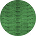 Round Abstract Emerald Green Contemporary Rug, con1013emgrn