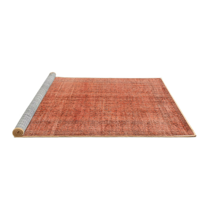 Serging Thickness of Machine Washable Contemporary Orange Red Rug, wshcon1014