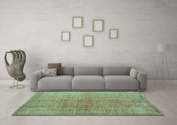 Machine Washable Abstract Turquoise Contemporary Area Rugs in a Living Room,, wshcon1014turq