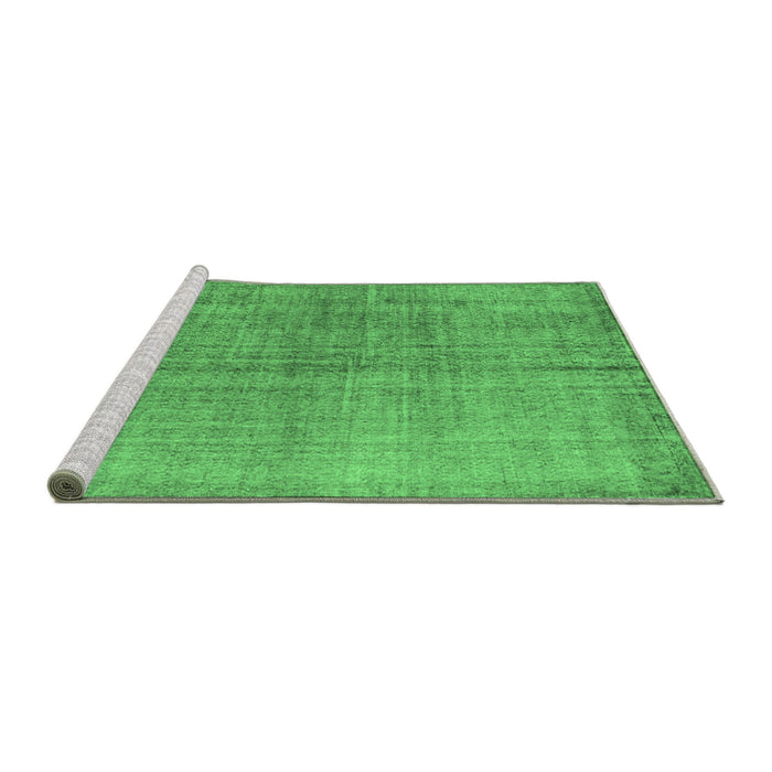 Sideview of Machine Washable Abstract Emerald Green Contemporary Area Rugs, wshcon1014emgrn