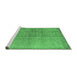 Sideview of Machine Washable Abstract Emerald Green Contemporary Area Rugs, wshcon1014emgrn