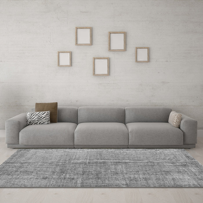 Machine Washable Abstract Gray Contemporary Rug in a Living Room,, wshcon1014gry