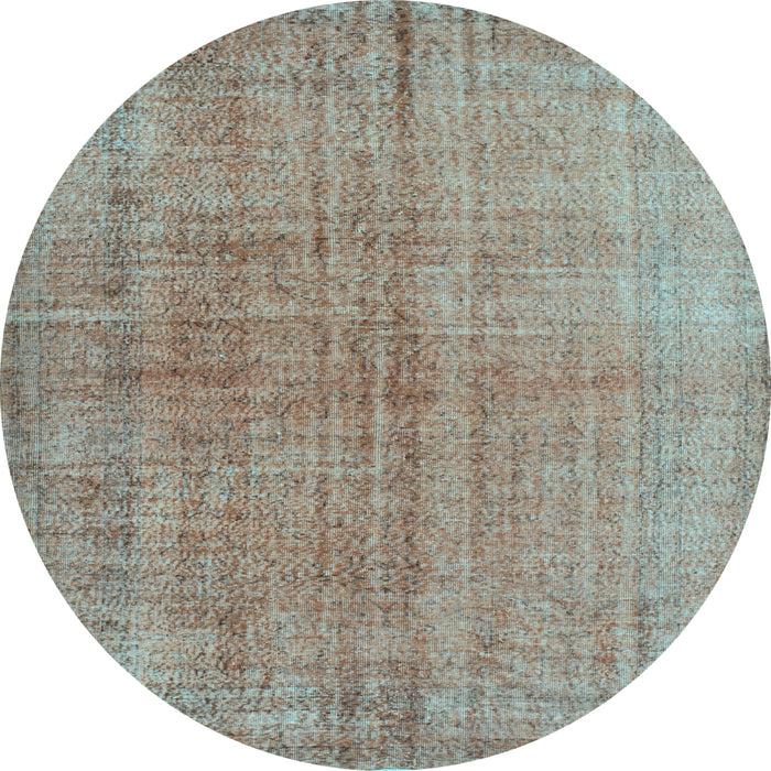 Round Abstract Light Blue Contemporary Rug, con1014lblu