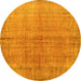 Round Machine Washable Abstract Yellow Contemporary Rug, wshcon1014yw