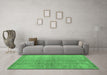 Machine Washable Abstract Emerald Green Contemporary Area Rugs in a Living Room,, wshcon1014emgrn