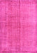 Machine Washable Abstract Pink Contemporary Rug, wshcon1014pnk