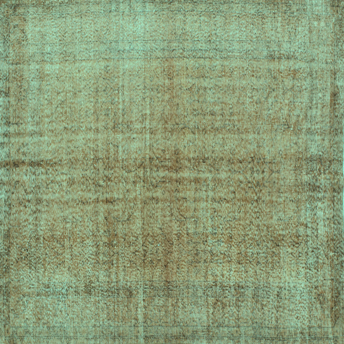Square Abstract Turquoise Contemporary Rug, con1014turq