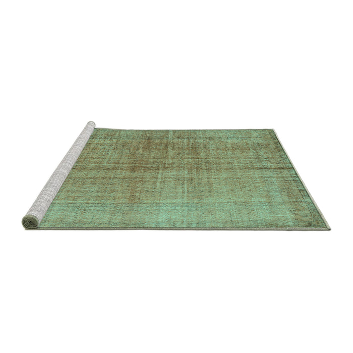 Sideview of Machine Washable Abstract Turquoise Contemporary Area Rugs, wshcon1014turq