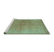 Sideview of Machine Washable Abstract Turquoise Contemporary Area Rugs, wshcon1014turq