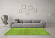 Machine Washable Abstract Green Contemporary Area Rugs in a Living Room,, wshcon1014grn