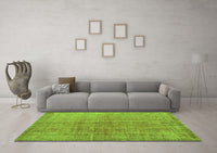 Machine Washable Abstract Green Contemporary Rug, wshcon1014grn