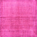 Square Machine Washable Abstract Pink Contemporary Rug, wshcon1014pnk