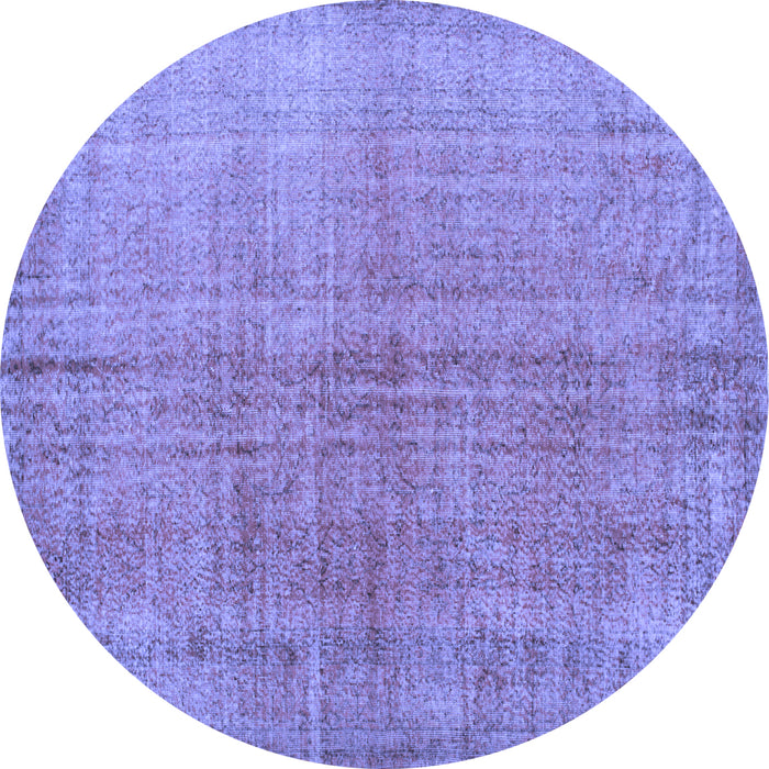 Round Machine Washable Abstract Blue Contemporary Rug, wshcon1014blu