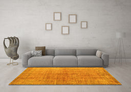 Machine Washable Abstract Yellow Contemporary Rug in a Living Room, wshcon1014yw