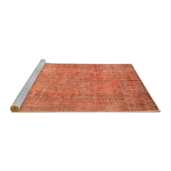 Serging Thickness of Machine Washable Contemporary Orange Red Rug, wshcon1015