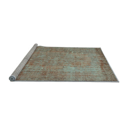 Sideview of Machine Washable Abstract Light Blue Contemporary Rug, wshcon1015lblu