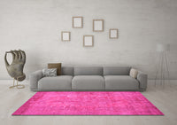 Machine Washable Abstract Pink Contemporary Rug, wshcon1015pnk