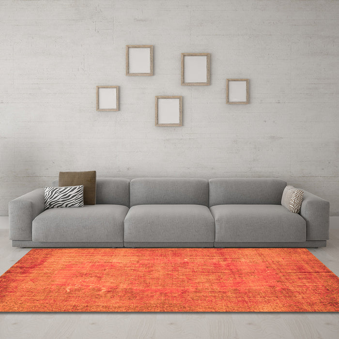 Machine Washable Abstract Orange Contemporary Area Rugs in a Living Room, wshcon1015org