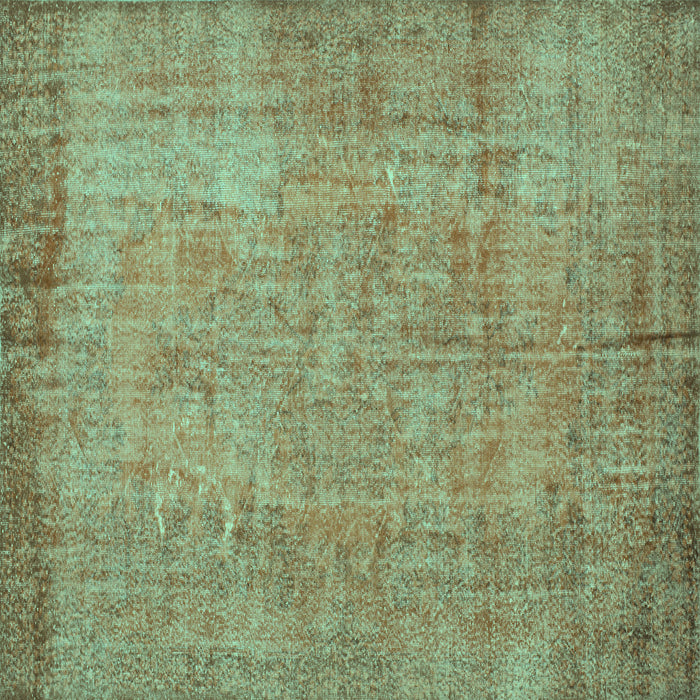 Square Machine Washable Abstract Turquoise Contemporary Area Rugs, wshcon1015turq