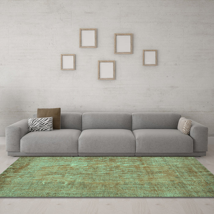 Machine Washable Abstract Turquoise Contemporary Area Rugs in a Living Room,, wshcon1015turq