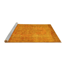 Sideview of Machine Washable Abstract Yellow Contemporary Rug, wshcon1015yw