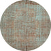 Round Abstract Light Blue Contemporary Rug, con1015lblu