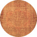 Round Abstract Brown Contemporary Rug, con1015brn