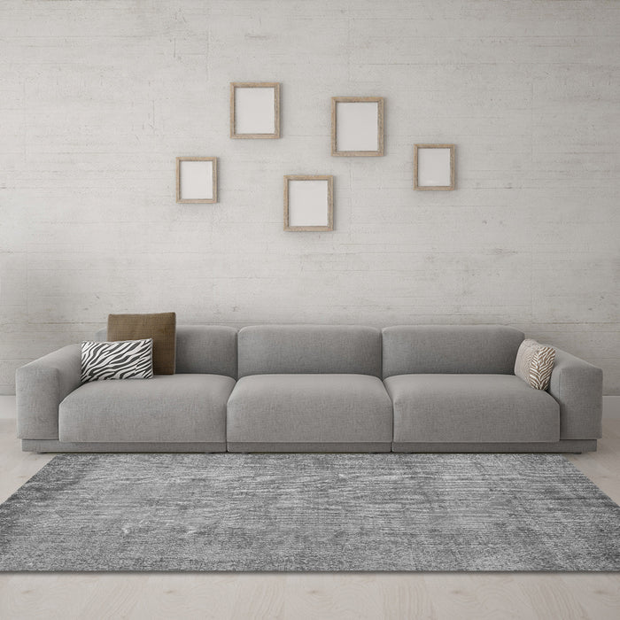 Machine Washable Abstract Gray Contemporary Rug in a Living Room,, wshcon1015gry