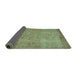 Sideview of Abstract Turquoise Contemporary Rug, con1015turq