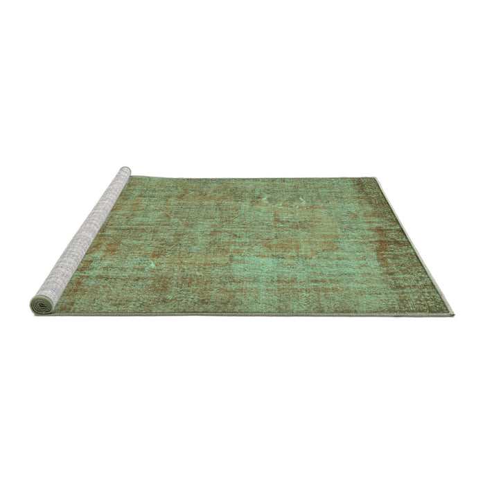 Sideview of Machine Washable Abstract Turquoise Contemporary Area Rugs, wshcon1015turq