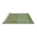 Sideview of Machine Washable Abstract Turquoise Contemporary Area Rugs, wshcon1015turq