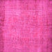 Square Machine Washable Abstract Pink Contemporary Rug, wshcon1015pnk