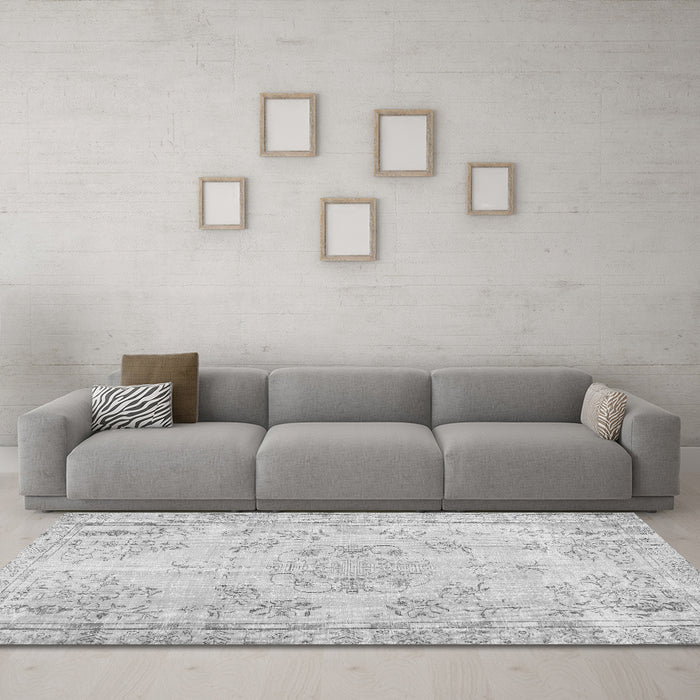 Machine Washable Abstract Gray Contemporary Rug in a Living Room,, wshcon1016gry