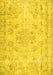 Machine Washable Abstract Yellow Contemporary Rug, wshcon1016yw