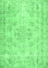 Machine Washable Abstract Emerald Green Contemporary Area Rugs, wshcon1016emgrn