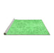 Sideview of Machine Washable Abstract Emerald Green Contemporary Area Rugs, wshcon1016emgrn
