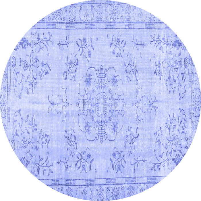 Round Machine Washable Abstract Blue Contemporary Rug, wshcon1016blu
