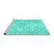 Sideview of Machine Washable Abstract Turquoise Contemporary Area Rugs, wshcon1016turq