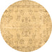 Round Abstract Brown Contemporary Rug, con1016brn