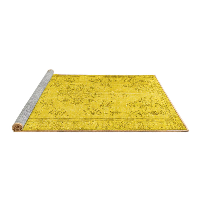 Sideview of Machine Washable Abstract Yellow Contemporary Rug, wshcon1016yw