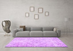 Machine Washable Abstract Purple Contemporary Area Rugs in a Living Room, wshcon1016pur