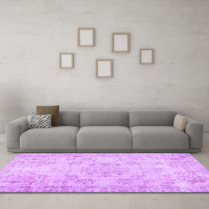 Machine Washable Abstract Purple Contemporary Area Rugs in a Living Room, wshcon1016pur