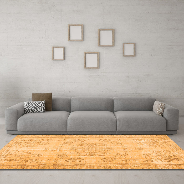 Machine Washable Abstract Orange Contemporary Area Rugs in a Living Room, wshcon1016org