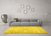 Machine Washable Abstract Yellow Contemporary Rug in a Living Room, wshcon1016yw