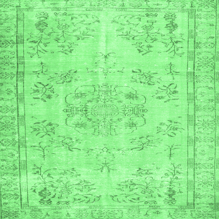 Square Machine Washable Abstract Emerald Green Contemporary Area Rugs, wshcon1016emgrn