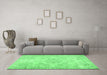 Machine Washable Abstract Emerald Green Contemporary Area Rugs in a Living Room,, wshcon1016emgrn