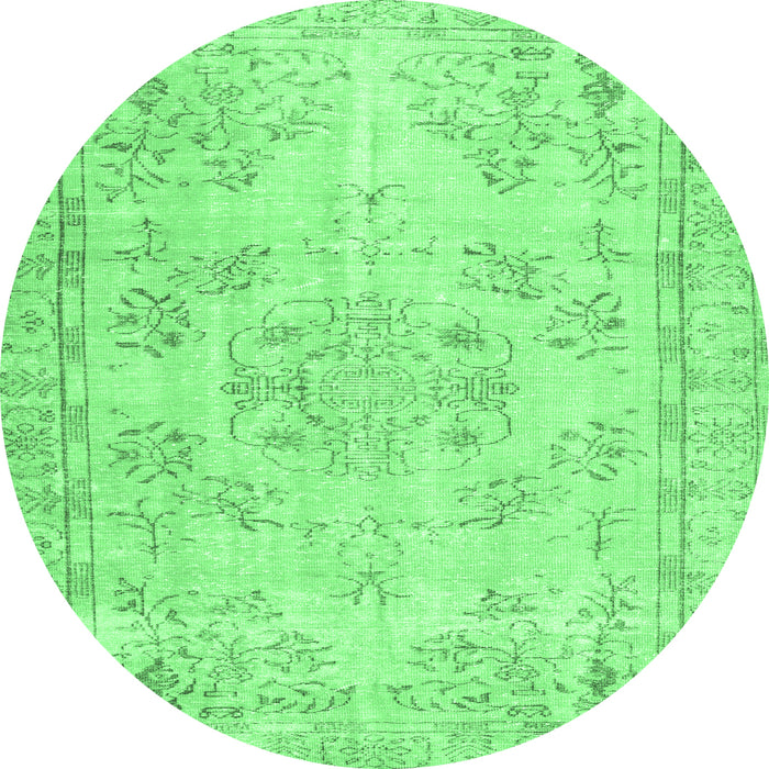 Round Abstract Emerald Green Contemporary Rug, con1016emgrn